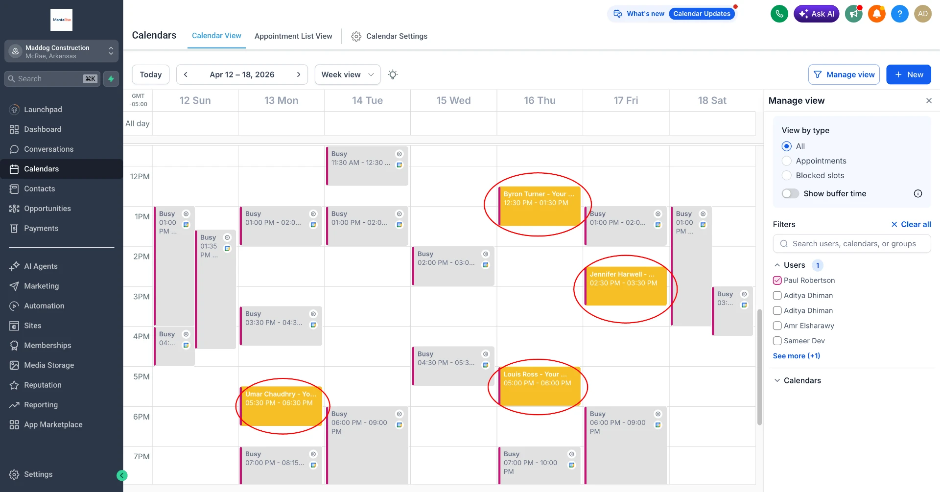 RedSeal Media client pipeline: client appointment calendar